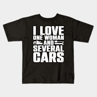 I Love One Woman And Several Cars (On Back) Kids T-Shirt